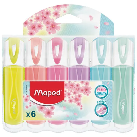 Набор текстовыделителей MAPED 6 шт., АССОРТИ, FLUO PEP'S Pastel, линия 1-5мм, 742558