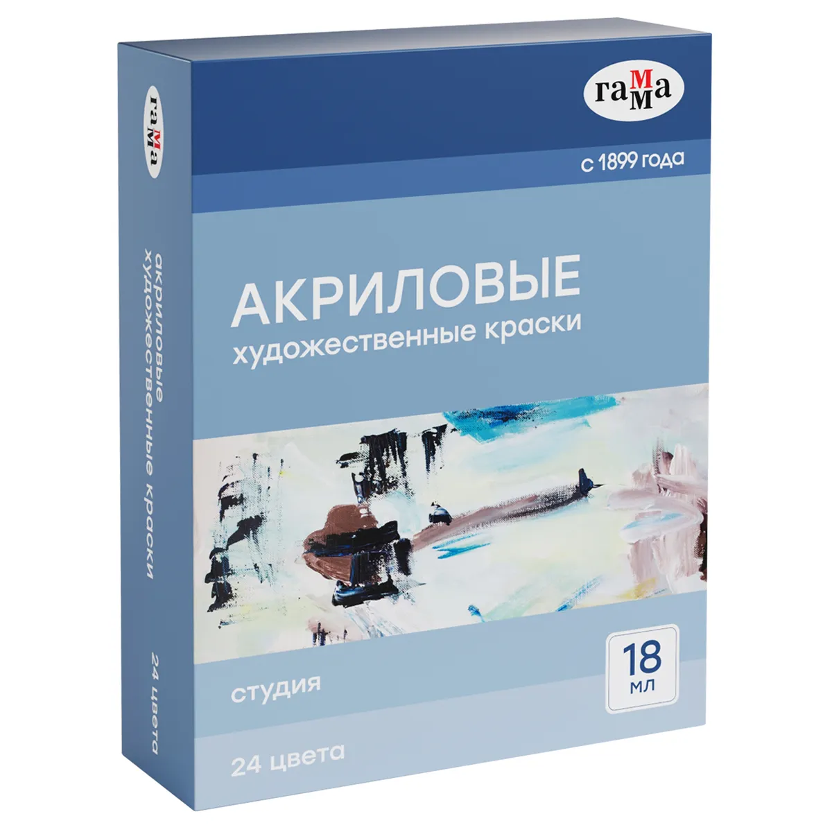 Краски акриловые  художественные Гамма "Студия", 24цв., 18мл/туба, картон.упак.