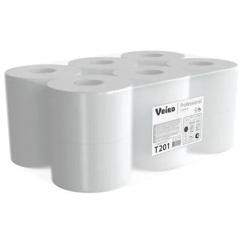Бумага туалетная 190 м, VEIRO Professional (Система T2), КОМПЛЕКТ 12 шт., COMFORT, T201