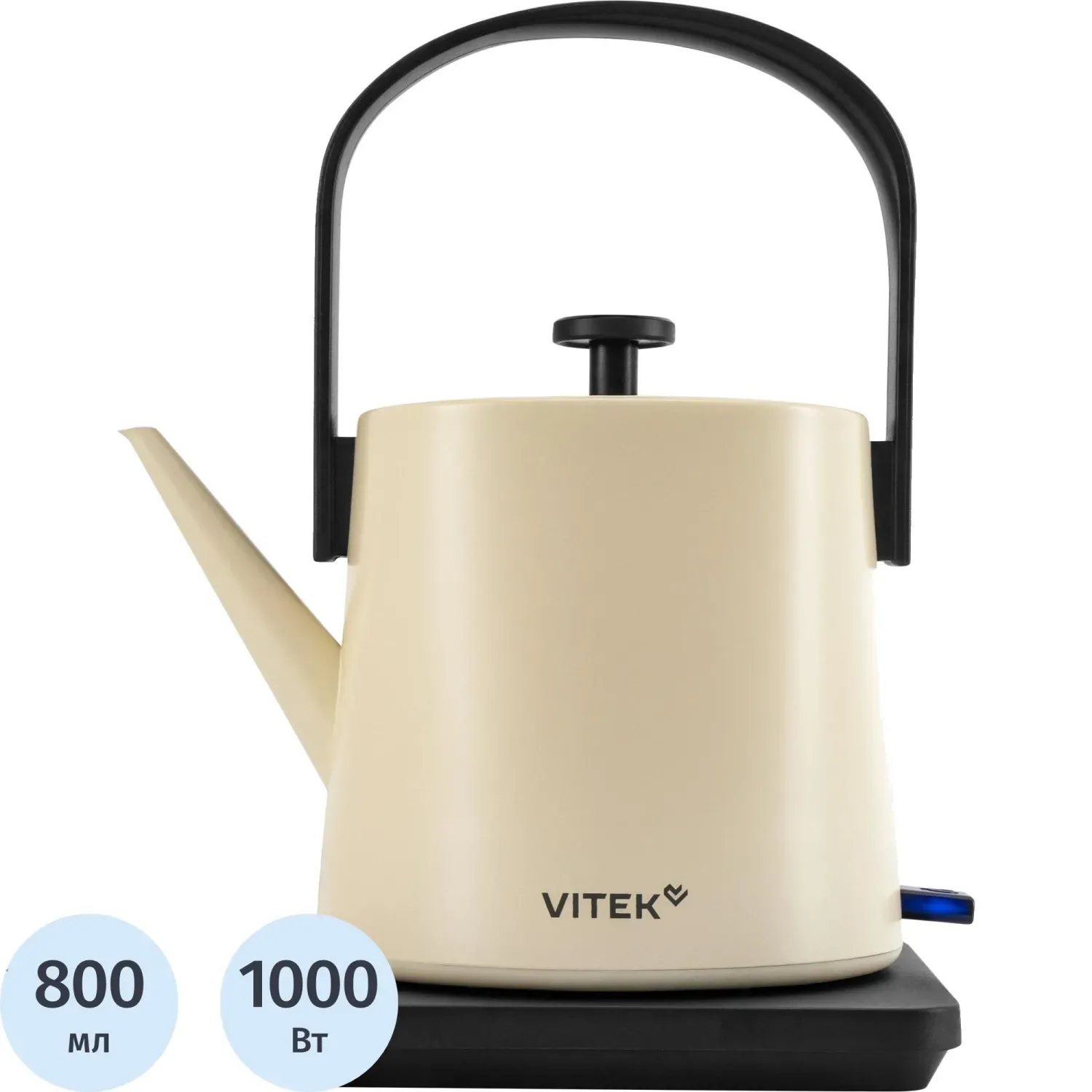 Чайник Vitek VT-WK1001 0.8л. 1000Вт белый/черный корп.:металл