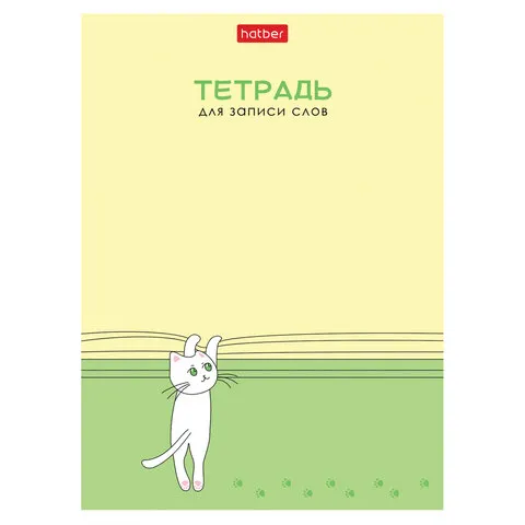 Тетрадь-словарь для записи иностранных слов А6 24 л., скоба, линия, HATBER, "Умный котик", 090006, 24Т6В5_29740