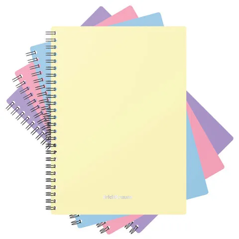 Тетрадь обложка пластик, А5, 80 л., спираль, клетка, ErichKrause, "Pastel" ассорти (4 вида), 50162