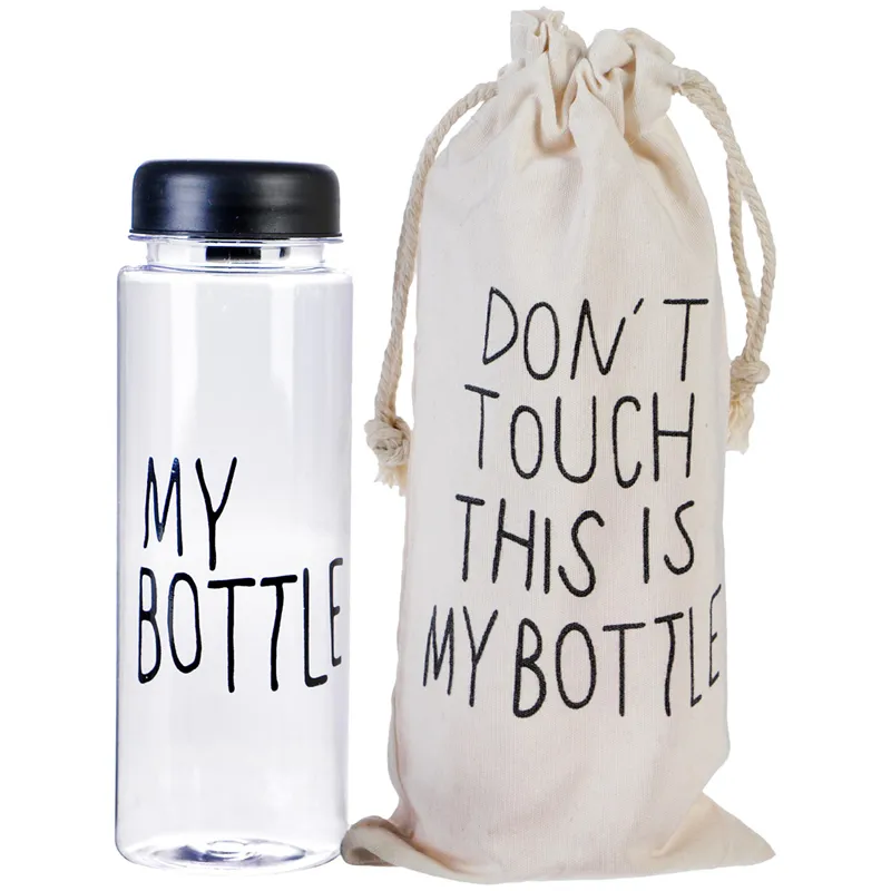 Бутылка для воды "My bottle" 500мл, пластик, черная, в мешке
