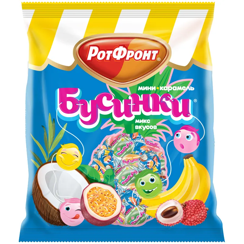 Карамель леденцовая РотФронт "Бусинки", микс вкусов, 200г, пакет