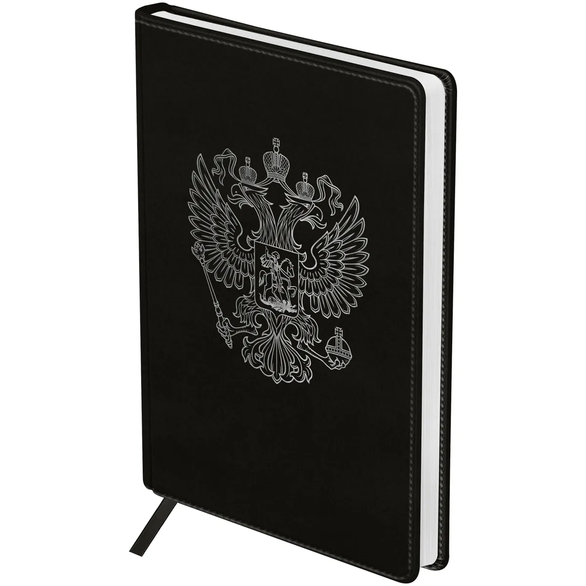 Ежедневник недатированный, А5, 160л., твердый переплет, кожзам, BG "Орел", черный