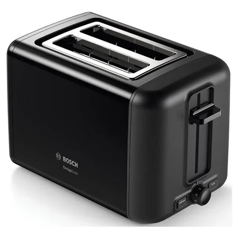 Тостер BOSCH TAT3P423, 970 Вт, 2 тоста, 5 режимов, металл, черный