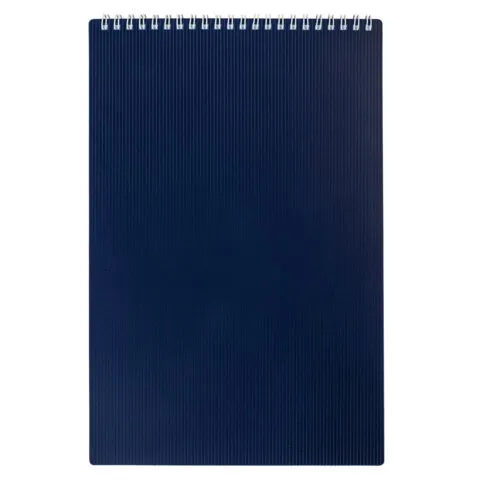 Блокнот БОЛЬШОЙ ФОРМАТ А4 80л, гребень, обложка пластик VELVET, клетка, HATBER, синий, 081279, 80Б4В1гр_01609