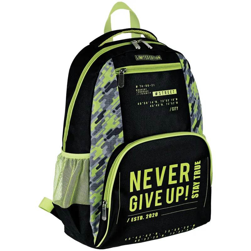 Рюкзак ArtSpace School "Never give up", 44*31*16см, 1 отделение, 4 кармана