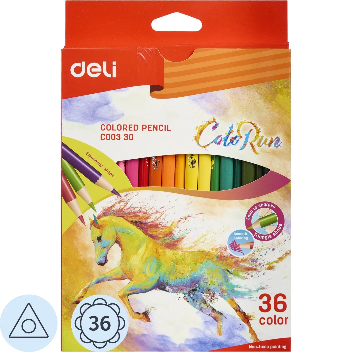 Карандаши цветные Deli ColoRun тополь 36 цв/наб EC00330