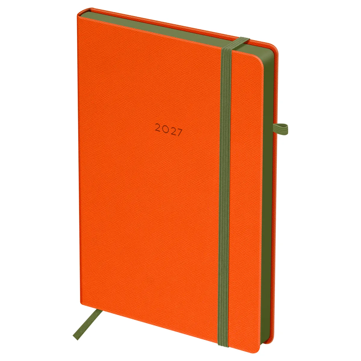 Ежедневник датированный 2027г., А5, 176л., твердый переплет, кожзам, BG "Contrast. Orange", оранжевый, цветной срез, на резинке