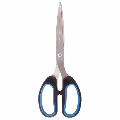 Ножницы BRAUBERG "Classic+", 205 мм, черно-синие, классической формы, резиновые вставки, 236449