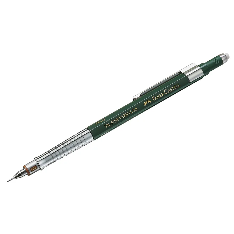 Карандаш механический Faber-Castell "TK-Fine Vario L" 0,5мм, с ластиком, темно-зеленый