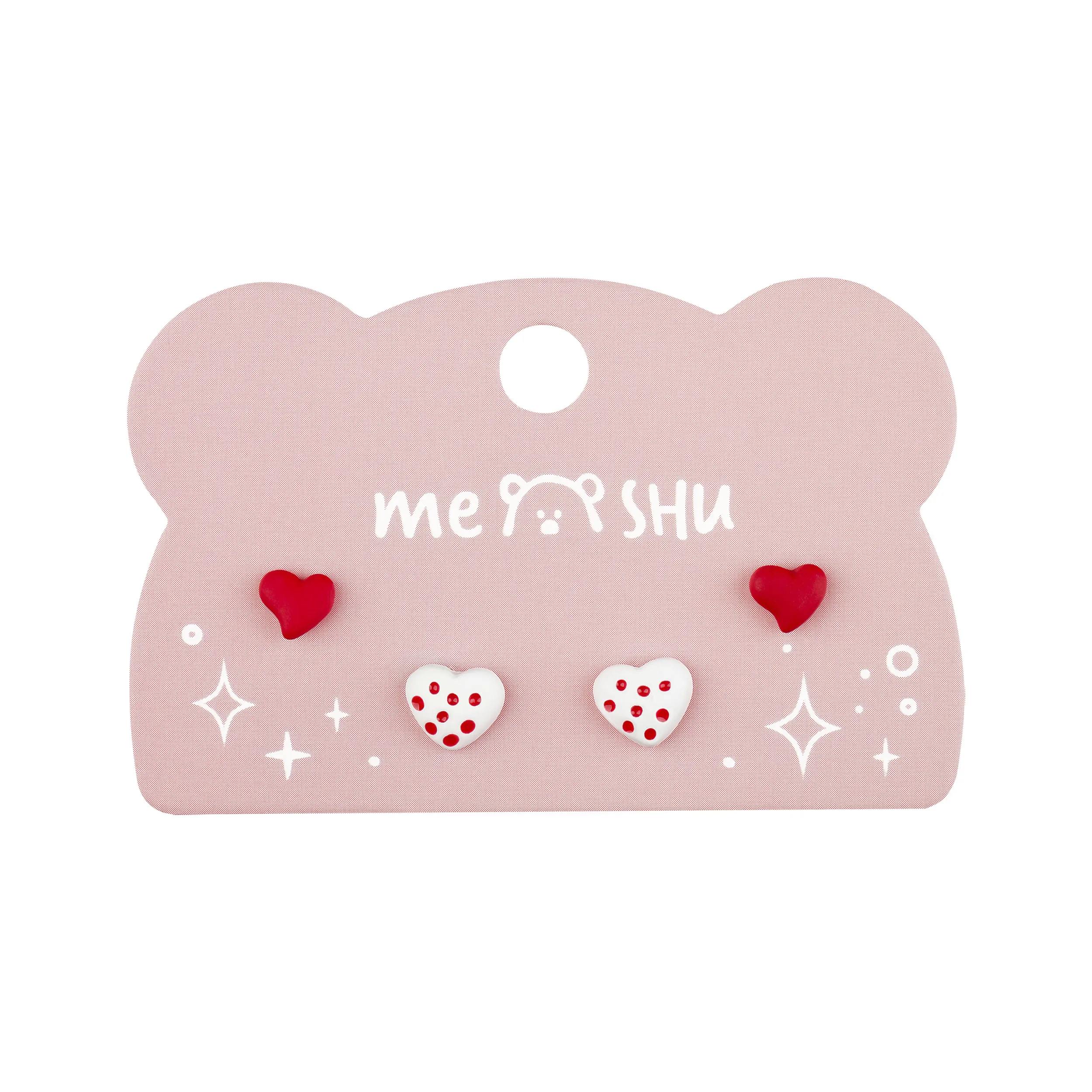 Серьги MESHU "Hearts", бижутерия, 2 пары, европодвес