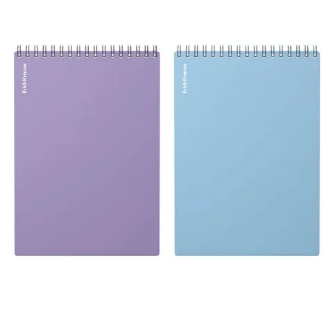 Блокнот А5 148х210 мм, 80 л., спираль, пластик, клетка, ERICH KRAUSE, "Pastel", 63646