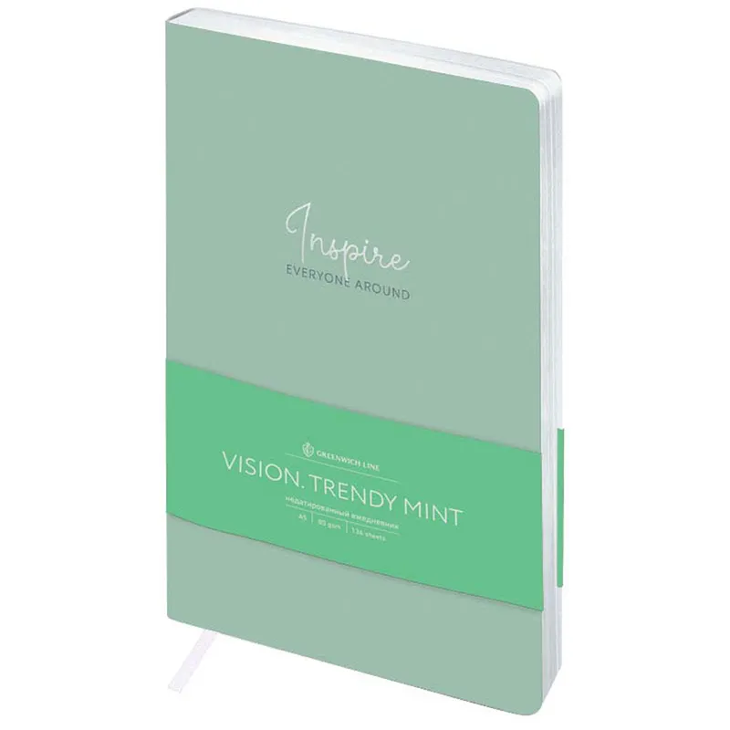 Ежедневник недатир. А5, 136л., кожзам, Greenwich Line "Vision. Trendy mint", тон. блок, срез фольга