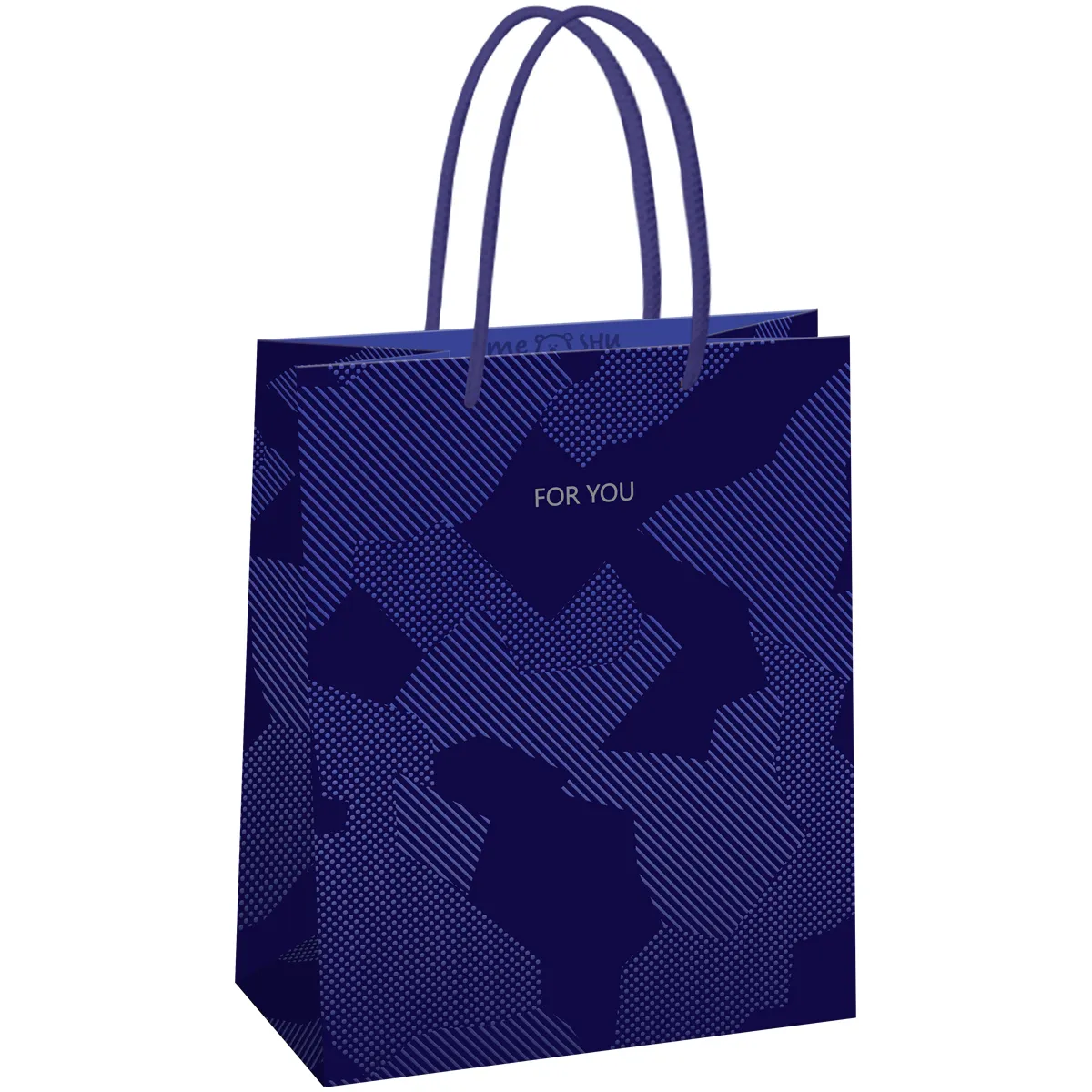 Пакет подарочный 18*23*10см MESHU "Blue pattern", выборочный лак, матовая ламинация