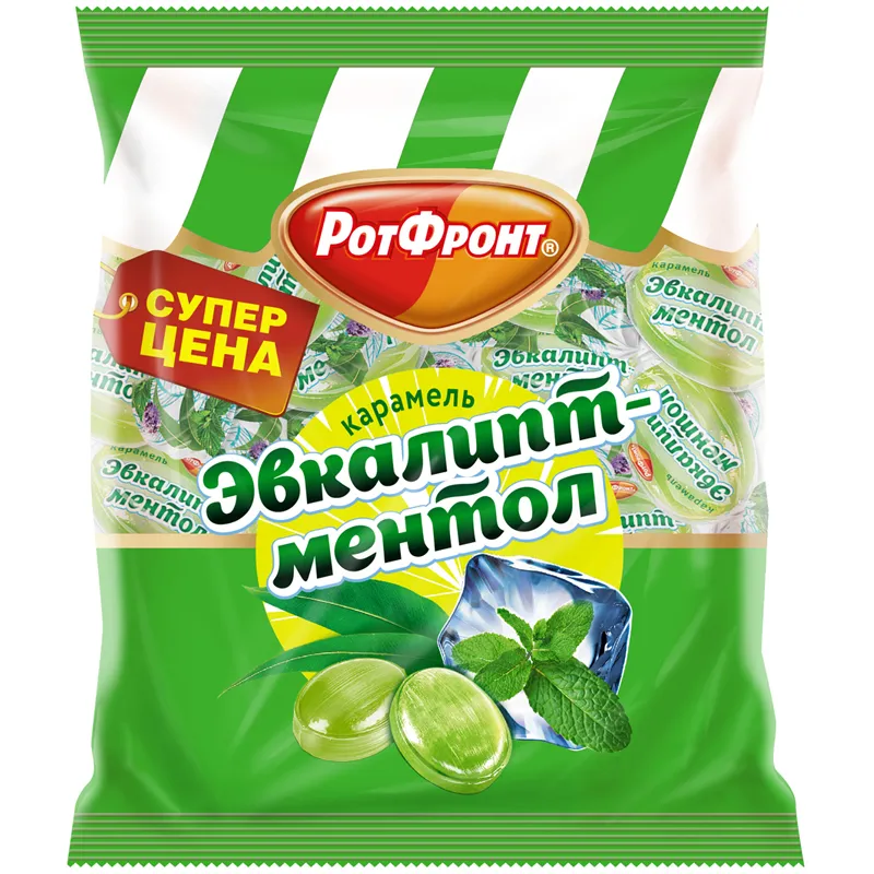 Карамель леденцовая РотФронт "Эвкалипт-ментол", 1кг, пакет