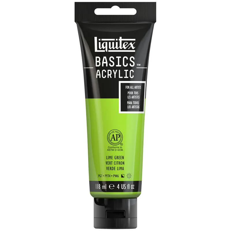 Краска акриловая художественная Liquitex "Basics", 118мл, туба, 222 зеленый лаймовый