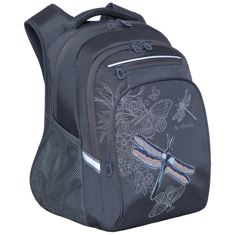 Рюкзак Grizzly, 26*38*20см, 2 отделения, 4 кармана, анатомическая спинка, темно-серый
