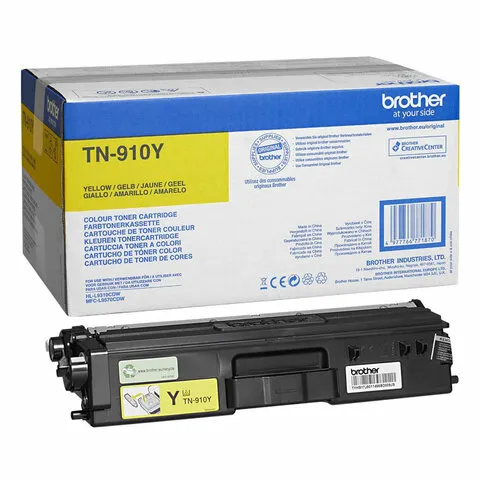 Картридж лазерный BROTHER (TN910Y) HL-L9310CDW/MFC-L9570CDW, желтый, оригинальный, ресурс 9000 стр.