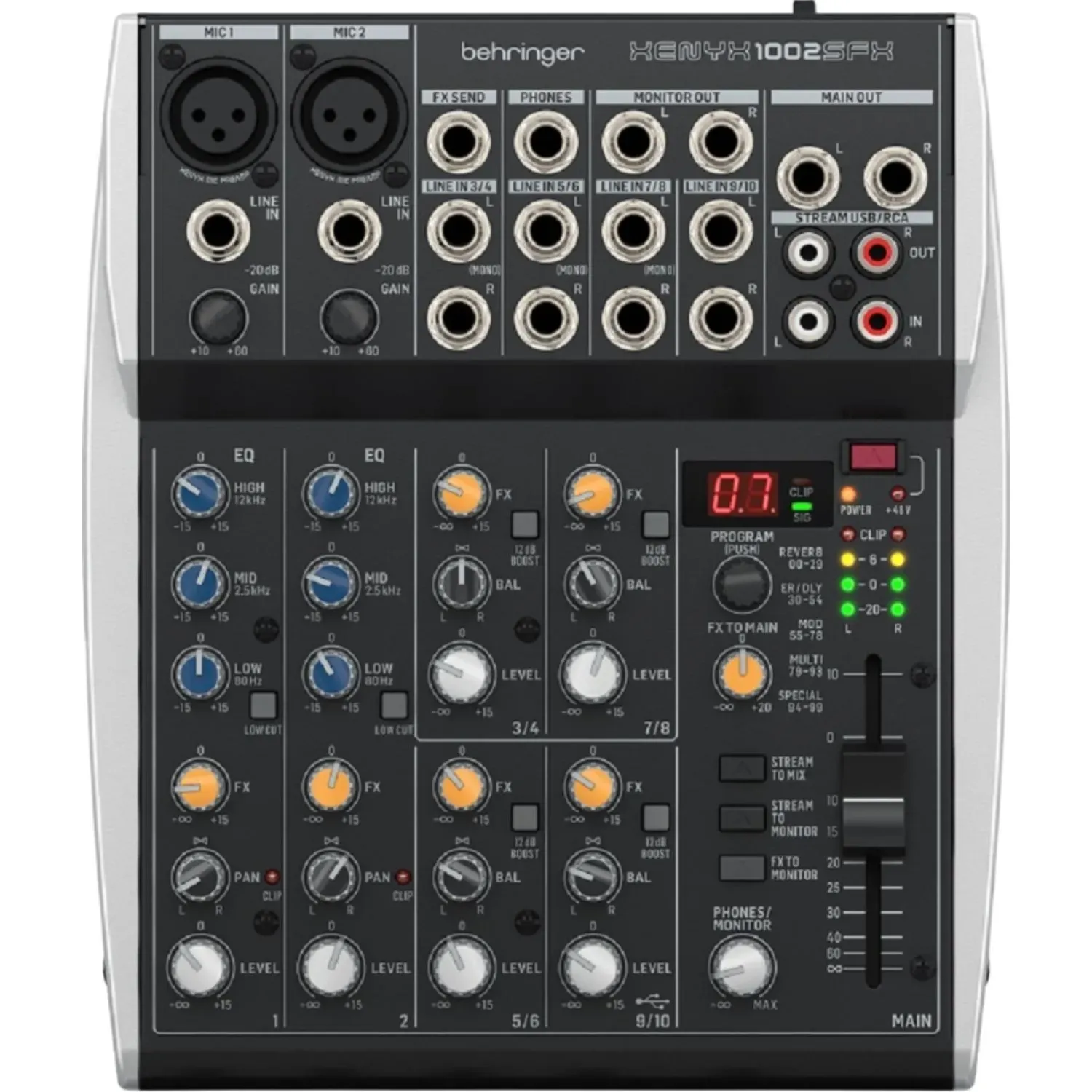 Микшерный пульт Behringer Xenyx 1002SFX, 10 канал., USB, процессор эффектов