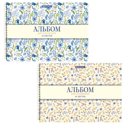 Альбомы для рисования ДЭК, А4, 40 л., КОМПЛЕКТ 2 шт., гребень, рельефный картон, BRAUBERG, 200х290 мм, "Паттерн", 107744