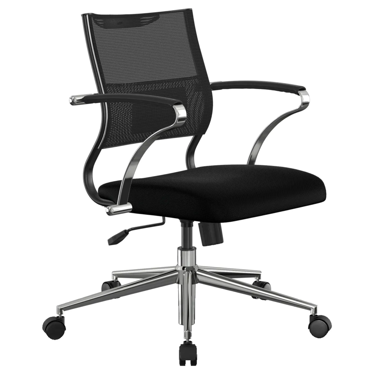 Кресло руководителя Метта "Ergolife" Sit Air M4-290K - Mesh(YP99)+UMF(X1), ткань-сетка черная,  механизм качания, пятилучье хром, z572.5F.1.2A2