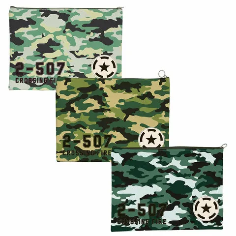 Папка для тетрадей ПИФАГОР А4, 1 отделение, ПВХ, на молнии, ассорти "Camouflage", 32x23 см, 273830