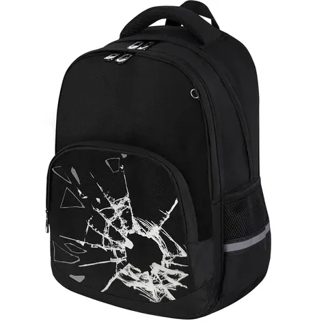 Рюкзак BRAUBERG SOFT, 2 отделения, 3 кармана, "Broken glass", СВЕТЯЩИЙСЯ, 40х31х15 см, 274402