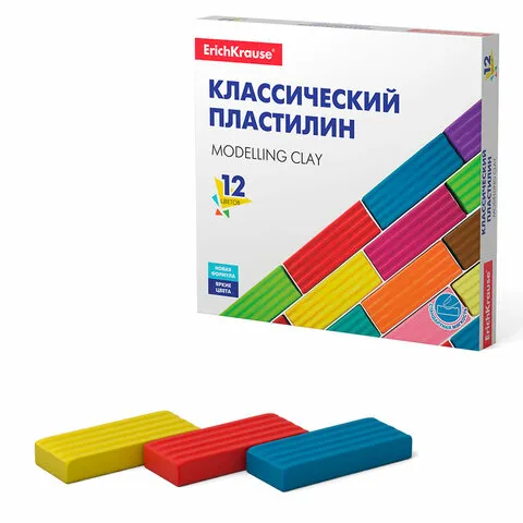 Пластилин классический ERICH KRAUSE, 12 цветов, 192 г, 50558