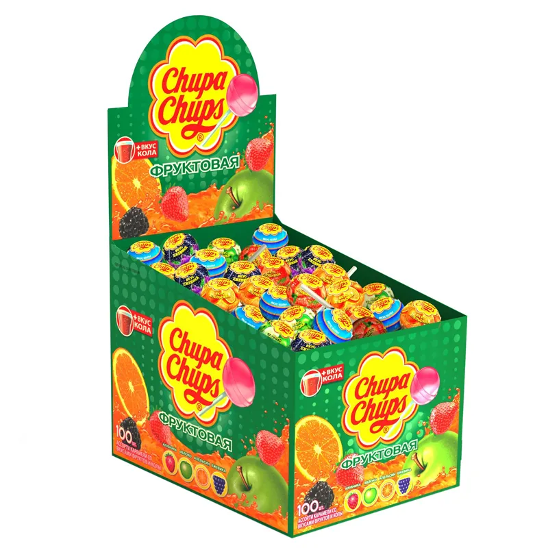 Карамель Chupa Chups, вкус фрукт+кола, 12г, дисплей