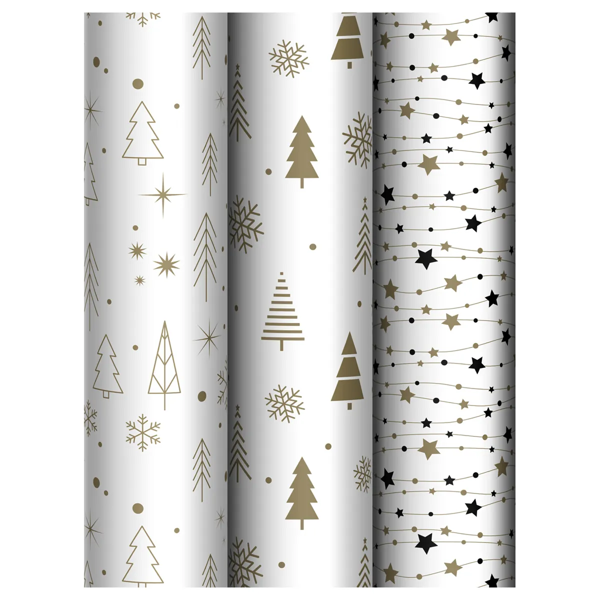Упаковочная бумага глянц. 70*100см, MESHU "Gold NY pattern", 80г/м2, ассорти 3 дизайна