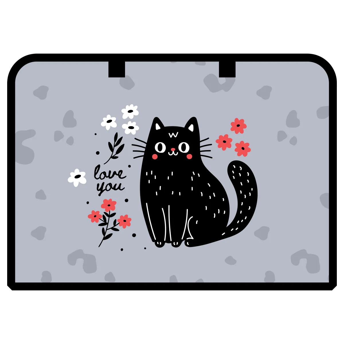 Папка с ручками А4 ArtSpace "Black Cat with Flowers", пластик, на молнии, 75мм