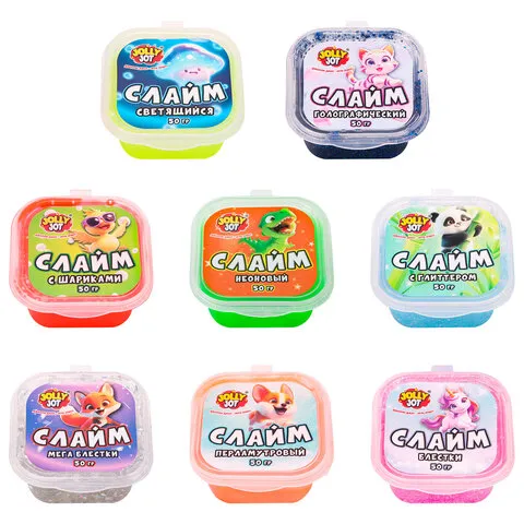 Слайм, НАБОР 8 видов, 50 г, JOLLY JOT (ДЖОЛЛИ ДЖОТ), 667318