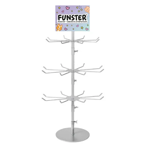 Стойка-вертушка настольная FUNSTER, 80х47 см, 24 крючка, 3 вращающихся ряда, 507857