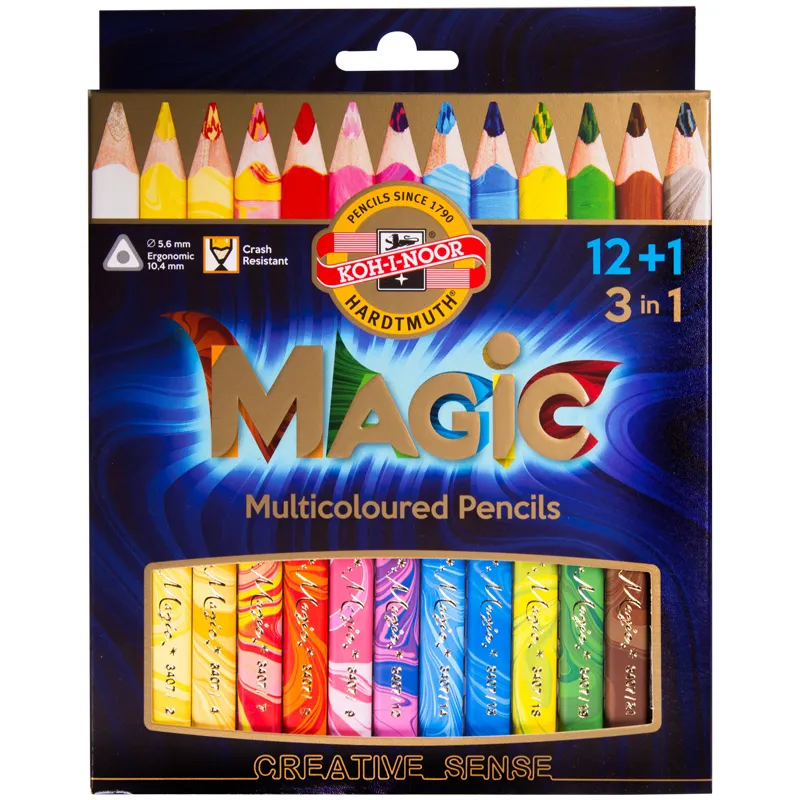 Карандаши с многоцветным грифелем Koh-I-Noor "Magic", 13цв., утолщенные, заточен., картон, европодвес