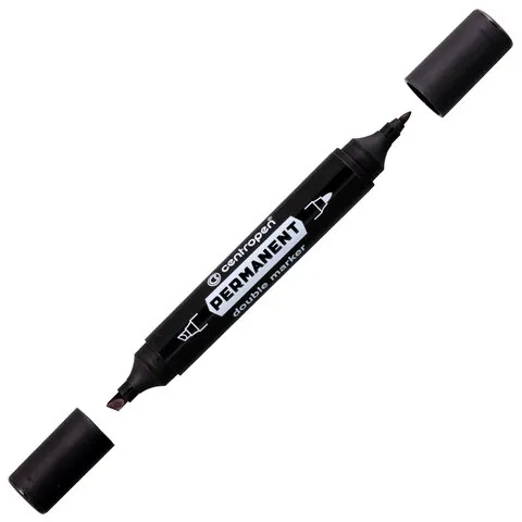 Маркер перманентный двусторонний CENTROPEN 1666, ЧЕРНЫЙ, круглый/скошенный, 1/1-4 мм, 616660112