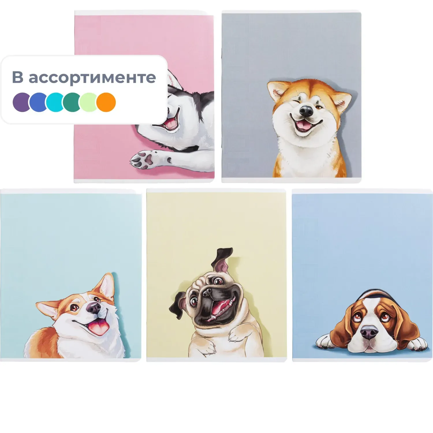 Тетрадь 48л,в ассорт.СМЕШНЫЕ СОБАКИ А5+,клетка, мягкий переплёт,ТВИН 68555