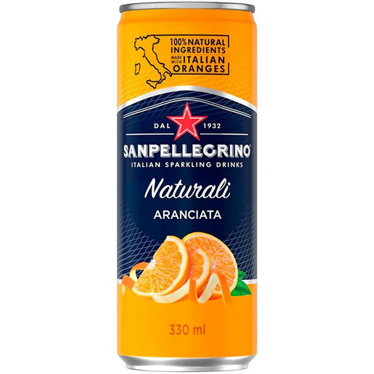 Напиток SanPellegrino Naturali с соком апельсина, газ ж/б 0,33л