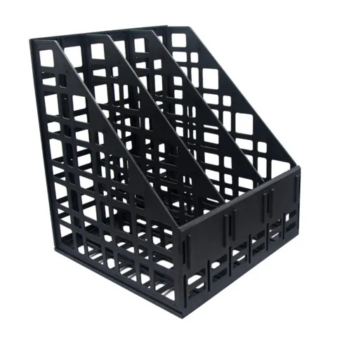 Лоток вертикальный для бумаг BRAUBERG ULTRA, 240 мм, 3 отделения, сетчатый, сборный, черный, 238249