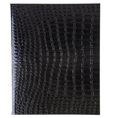Тетрадь бумвинил А5 48л. скоба, офсет №1, клетка, ЧЕРНАЯ Metallic, тиснение CROCO, HATBER, 072232, 48Т5бвВ1