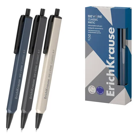 Ручка шариковая автоматическая ERICH KRAUSE "Severe Matic Classic", СИНЯЯ, корпус ассорти, 61098