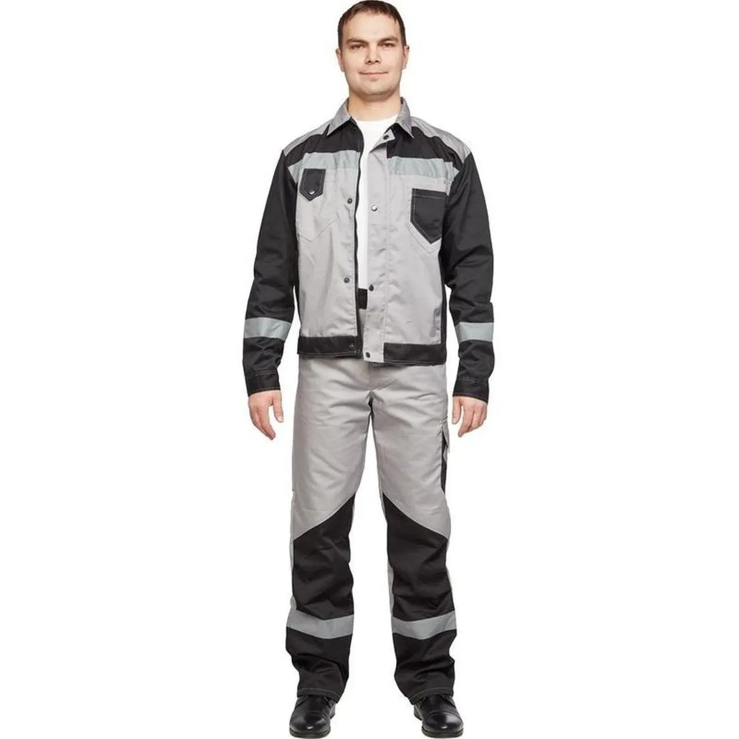 Костюм лет муж (куртка, бр) л21 сер/чер 136-140/170-176