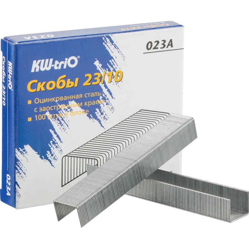 Скобы для степлера N23/10 KW-Trio 023A, оцинкованные 1000 шт в уп