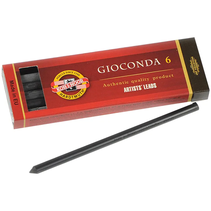 Грифели для цанговых карандашей Koh-I-Noor "Gioconda", 6B, 5,6мм, 6шт., круглый, пластиковый короб