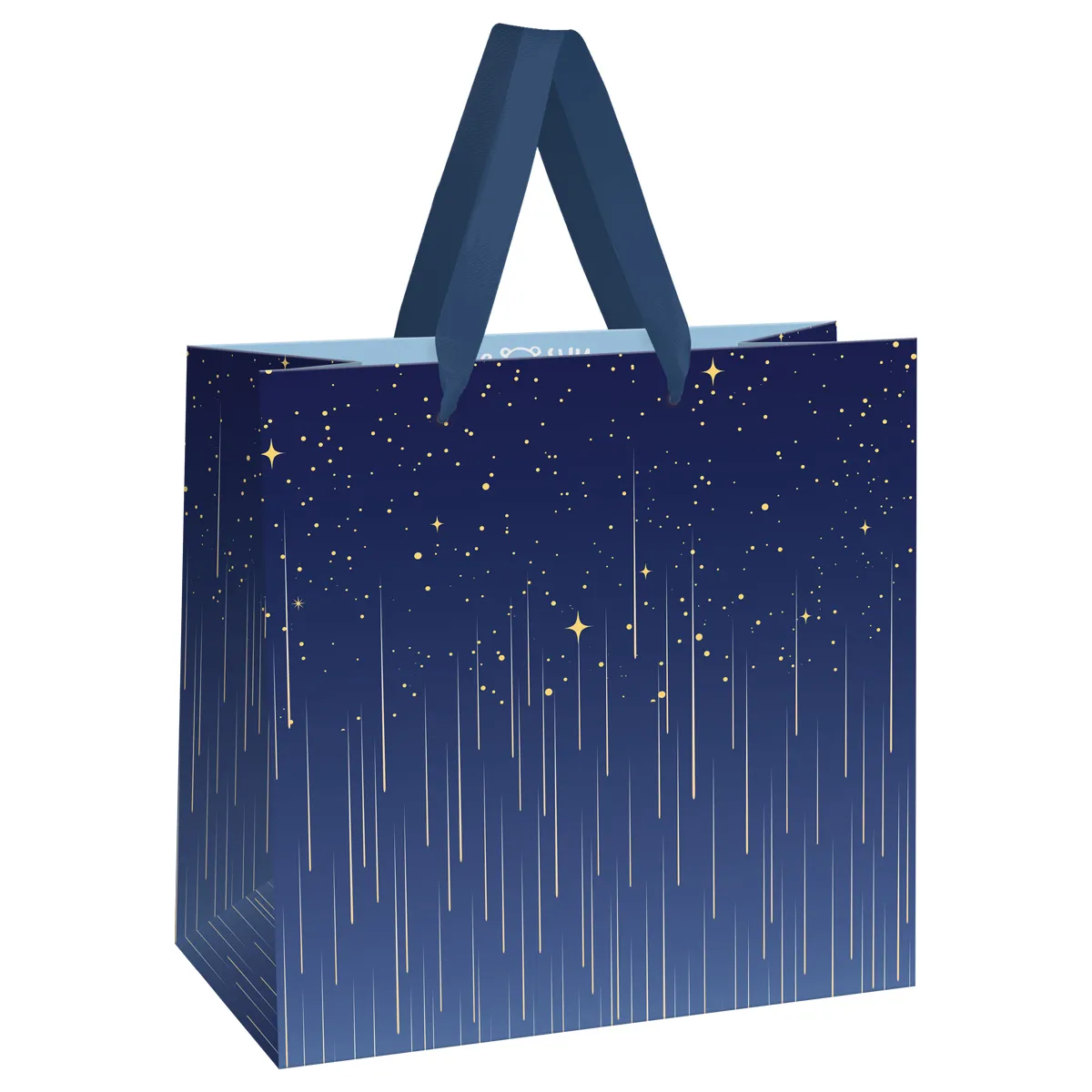 Пакет подарочный 20*20*10см MESHU "Star rain", фольга, матовая ламинация