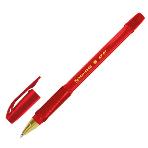 Ручка шариковая BRAUBERG BP-GT GLD RED, КРАСНАЯ, корпус тонированный, пишущий узел 0,7 мм, линия письма 0,35 мм, 144506