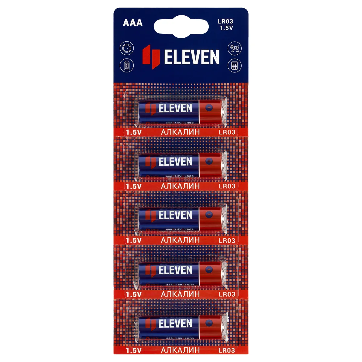 Батарейка Eleven AAA (LR03) алкалиновая, BC5 отрывной набор