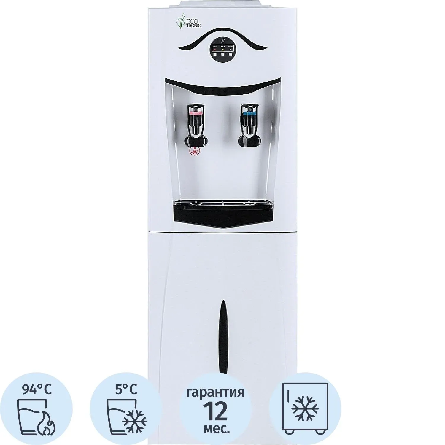 Кулер Ecotronic K21-LF white-black с холодильником, напольный