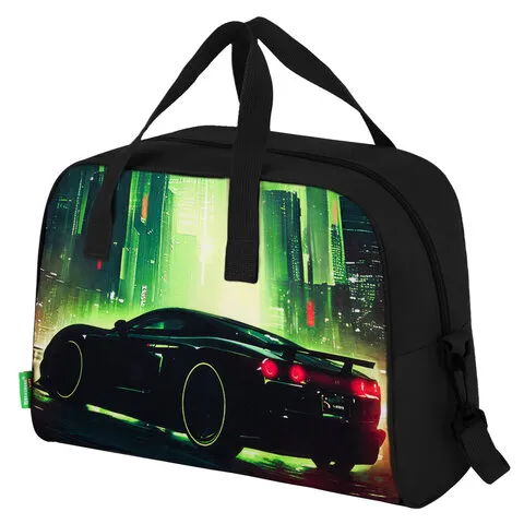 Сумка для занятий BRAUBERG KIDS с ручками, с плечевым ремнем, подкладка, 35x25x15 см, "Зеленый город", 274630